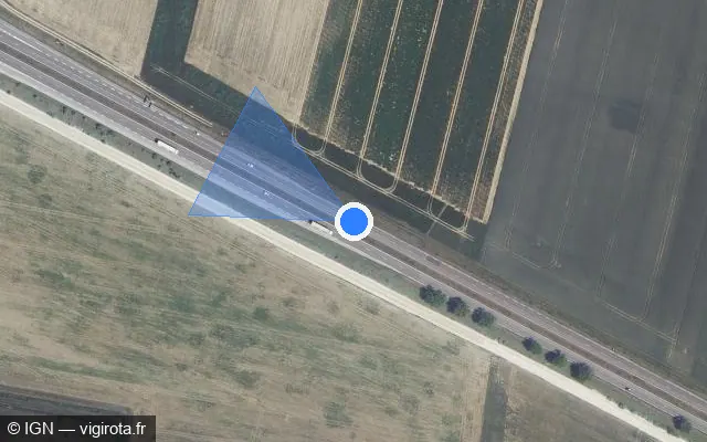 Vue satellite de l'emplacement du radar discriminant à Orconte sur N 4