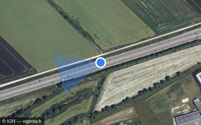 Vue satellite de l'emplacement du radar discriminant à Rethel sur N 51 / E 46 / E 420 / L'Ardennaise