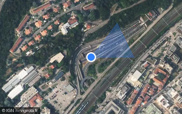 Vue satellite de l'emplacement du radar discriminant à Champagne-au-Mont-d'Or sur Boulevard Périphérique Nord