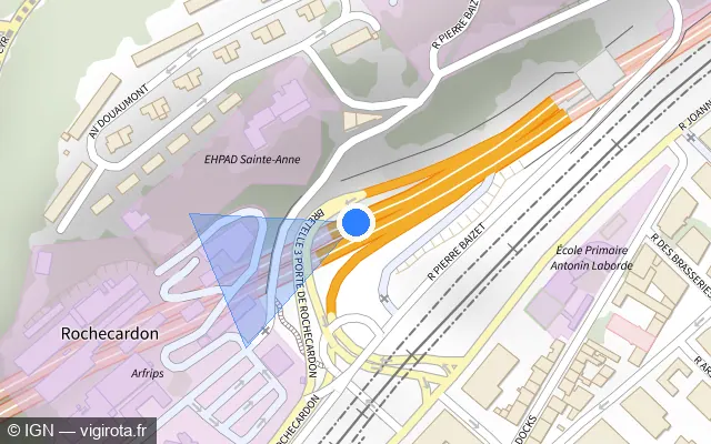 Vue plan de l'emplacement du radar discriminant à Champagne-au-Mont-d'Or sur Boulevard Périphérique Nord
