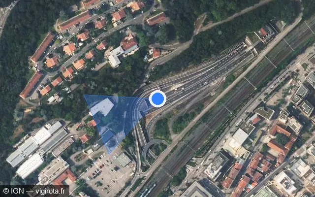 Vue satellite de l'emplacement du radar discriminant à Champagne-au-Mont-d'Or sur Boulevard Périphérique Nord