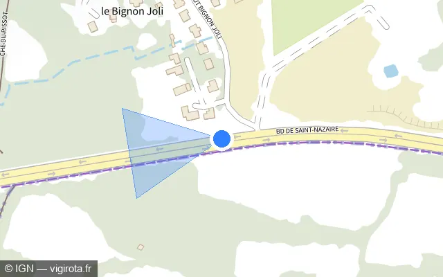 Vue plan de l'emplacement du radar discriminant à Pornichet sur Boulevard de Saint-Nazaire / D 92