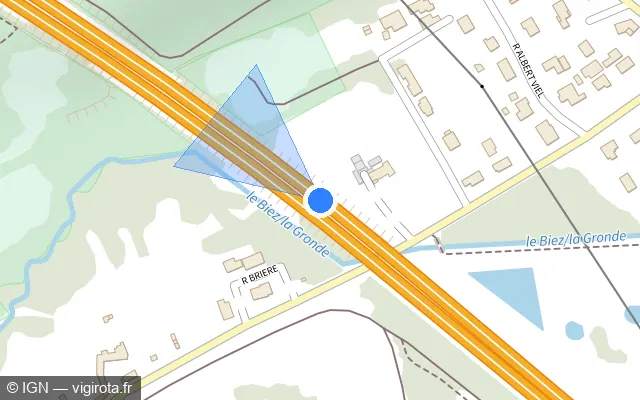 Vue plan de l'emplacement du radar fixe à Mondeville sur N 814 / E 46 / Périphérique Nord