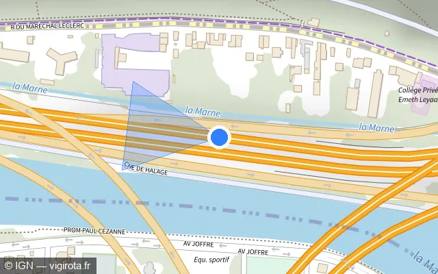 Vue plan de l'emplacement du radar fixe à Saint-Maurice sur A 4 / E 50 / Autoroute de l’Est