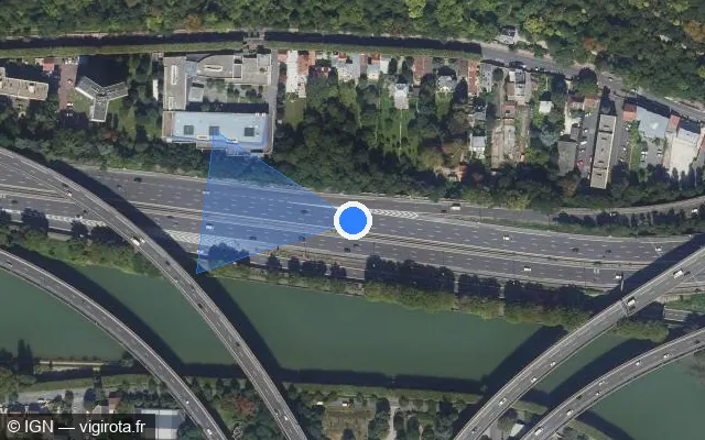 Vue satellite de l'emplacement du radar fixe à Saint-Maurice sur A 4 / E 50 / Autoroute de l’Est
