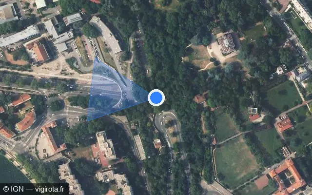 Vue satellite de l'emplacement du radar fixe à Lyon sur Tunnel de la Croix-Rousse