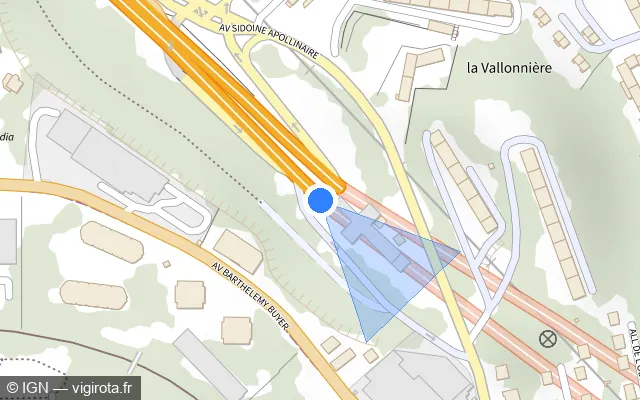 Vue plan de l'emplacement du radar fixe à Lyon sur M 6 / Autoroute du Soleil