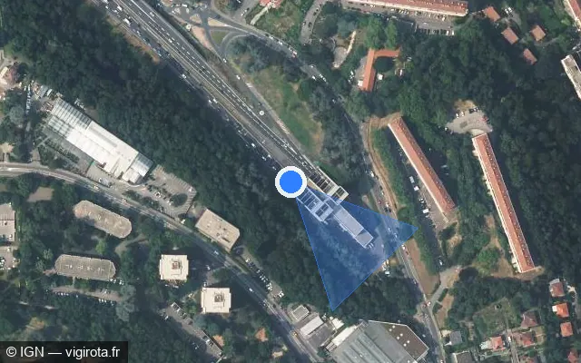Vue satellite de l'emplacement du radar fixe à Lyon sur M 6 / Autoroute du Soleil