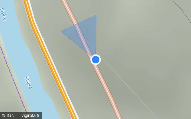 Vue plan de l'emplacement du radar fixe à Moûtiers sur N 90 / Tunnel de Ponserand