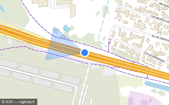 Vue plan de l'emplacement du radar fixe à Lormont sur A 630 / E 05 / E 606 / Rocade Extérieure