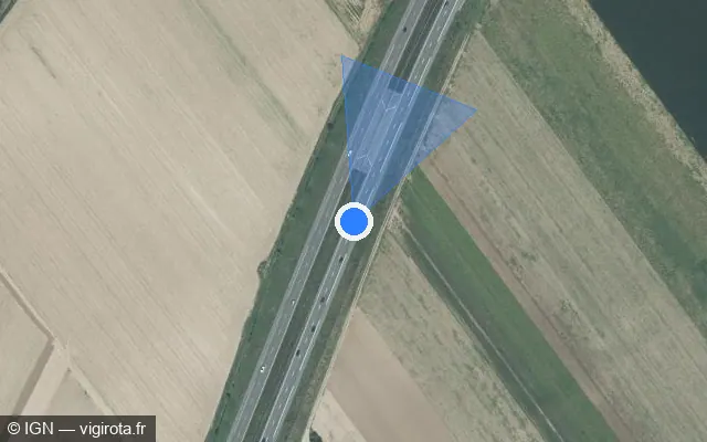 Vue satellite de l'emplacement du radar fixe à Innenheim sur A 35 / E 25 / Autoroute des Cigognes