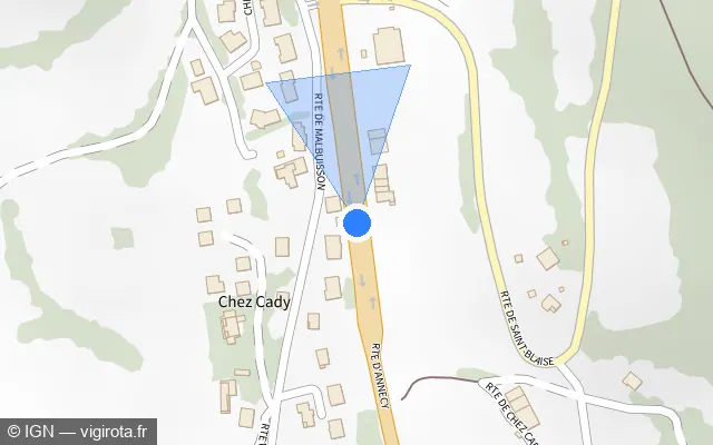 Vue plan de l'emplacement du radar fixe à Saint-Blaise sur Route d'Annecy / D 1201
