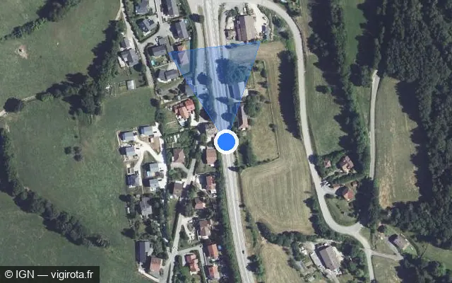 Vue satellite de l'emplacement du radar fixe à Saint-Blaise sur Route d'Annecy / D 1201