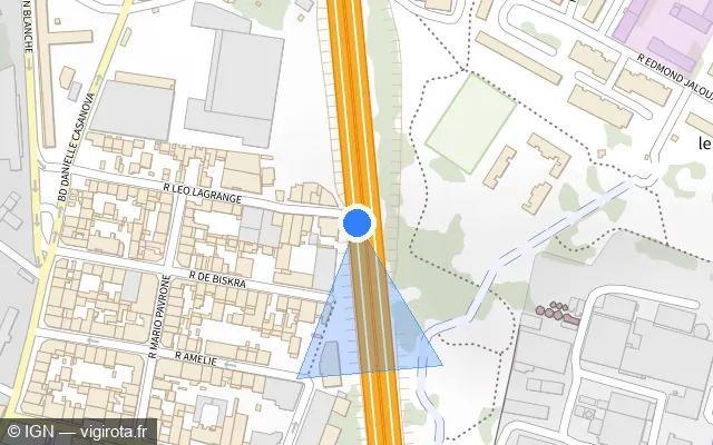 Vue plan de l'emplacement du radar fixe à Marseille sur A 7 / E 712 / Autoroute du Soleil