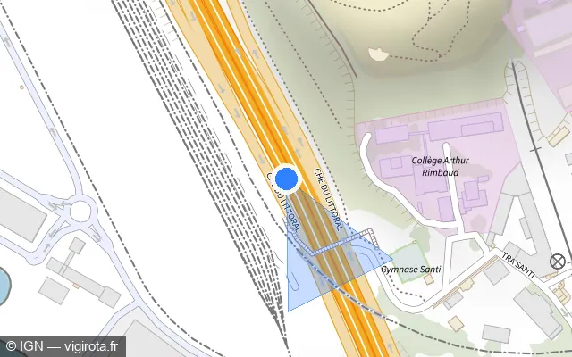 Vue plan de l'emplacement du radar fixe à Septèmes-les-Vallons sur A 55 / Autoroute du Littoral