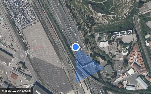 Vue satellite de l'emplacement du radar fixe à Septèmes-les-Vallons sur A 55 / Autoroute du Littoral