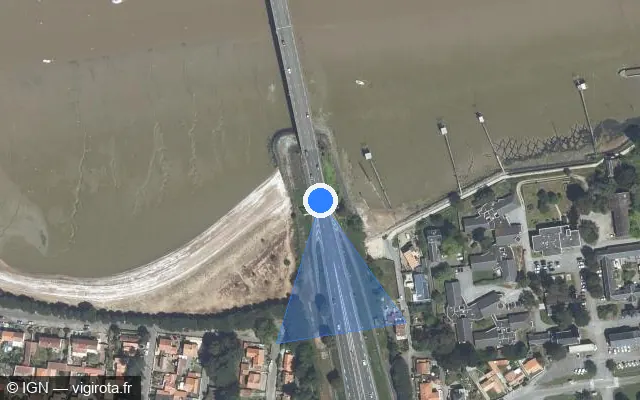Vue satellite de l'emplacement du radar de vitesse moyenne à Saint-Brevin-les-Pins sur D 213