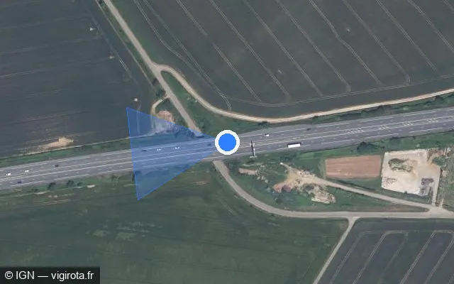 Vue satellite de l'emplacement du radar de vitesse moyenne à Sainte-Néomaye sur A 10 / E 05 / L'Aquitaine