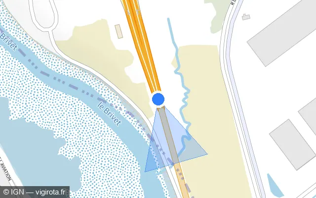 Vue plan de l'emplacement du radar de vitesse moyenne à Trignac sur D 213
