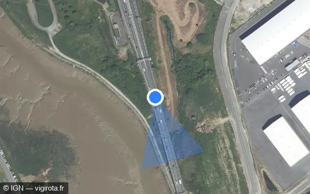 Vue satellite de l'emplacement du radar de vitesse moyenne à Trignac sur D 213