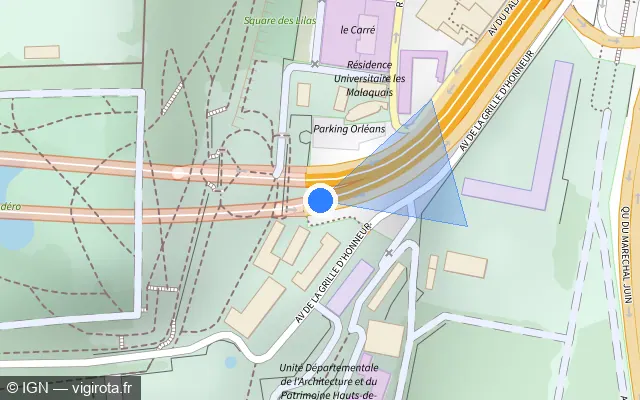 Vue plan de l'emplacement du radar de vitesse moyenne à Saint-Cloud sur A 13 / E 05 / Autoroute de Normandie