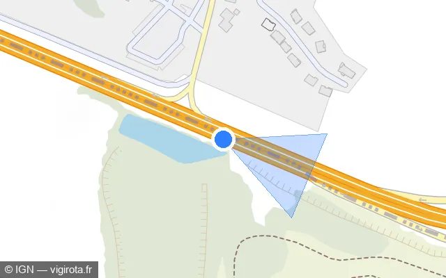 Vue plan de l'emplacement du radar de vitesse moyenne à Puiseux-Pontoise sur D 14