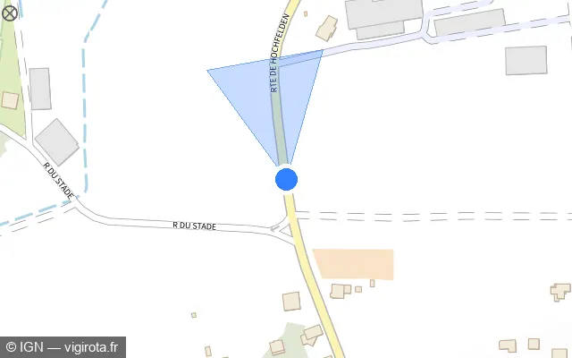 Vue plan de l'emplacement du radar de vitesse moyenne à Hochfelden sur Route de Hochfelden / D 25