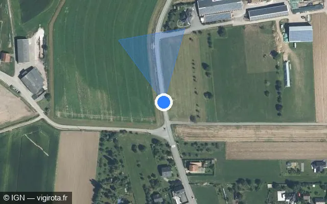 Vue satellite de l'emplacement du radar de vitesse moyenne à Hochfelden sur Route de Hochfelden / D 25