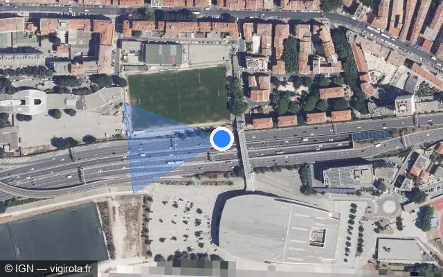 Vue satellite de l'emplacement du radar de vitesse moyenne à Toulon sur Avenue Estienne d'Orves