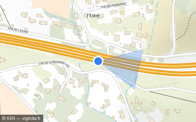 Vue plan de l'emplacement du radar de vitesse moyenne à Vidauban sur A 8 / E 80 / La Provençale