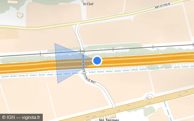 Vue plan de l'emplacement du radar de vitesse moyenne à Le Cannet-des-Maures sur A 8 / E 80 / La Provençale