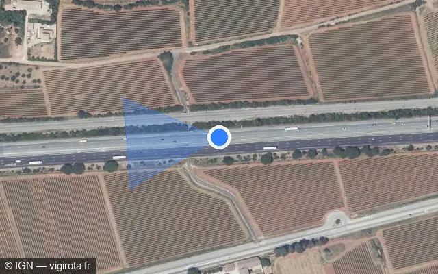 Vue satellite de l'emplacement du radar de vitesse moyenne à Le Cannet-des-Maures sur A 8 / E 80 / La Provençale