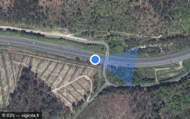 Vue satellite de l'emplacement du radar de vitesse moyenne à Boulazac Isle Manoire sur A 89 / E 70 / La Transeuropéenne
