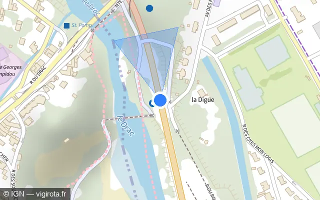 Vue plan de l'emplacement du radar de vitesse moyenne à Le Pont-de-Claix sur N 85