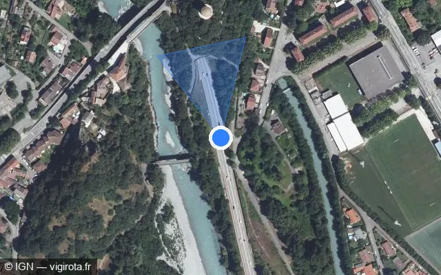 Vue satellite de l'emplacement du radar de vitesse moyenne à Le Pont-de-Claix sur N 85