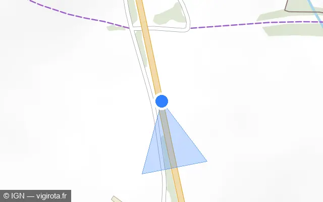 Vue plan de l'emplacement du radar de vitesse moyenne à Saint-Langis-lès-Mortagne sur D 401