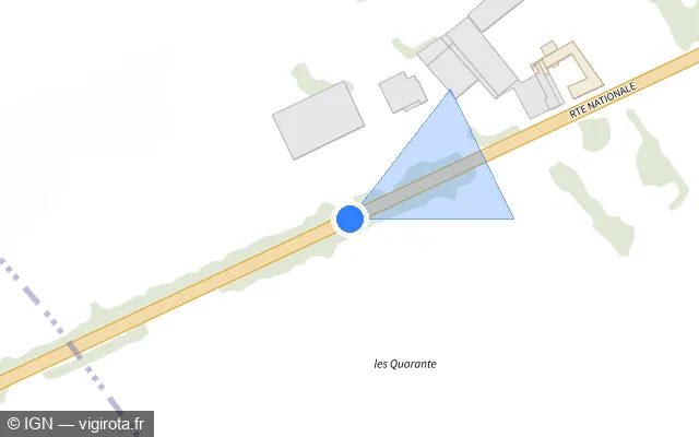 Vue plan de l'emplacement du radar de vitesse moyenne à Grincourt-lès-Pas sur Route Nationale / N 25