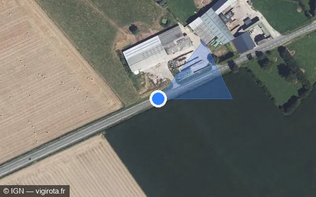 Vue satellite de l'emplacement du radar de vitesse moyenne à Grincourt-lès-Pas sur Route Nationale / N 25