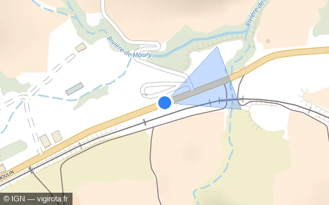 Vue plan de l'emplacement du radar de vitesse moyenne à Saint-Paul-de-Fenouillet sur Route de Maury / D 117