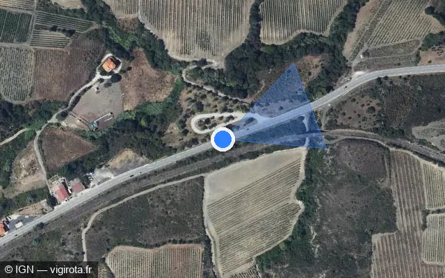 Vue satellite de l'emplacement du radar de vitesse moyenne à Saint-Paul-de-Fenouillet sur Route de Maury / D 117