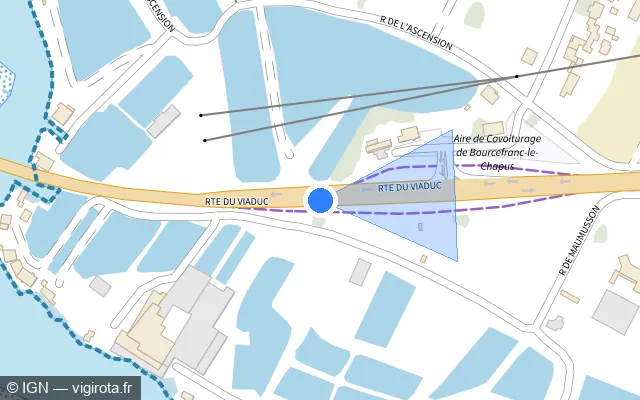 Vue plan de l'emplacement du radar de vitesse moyenne à Bourcefranc-le-Chapus sur D 26