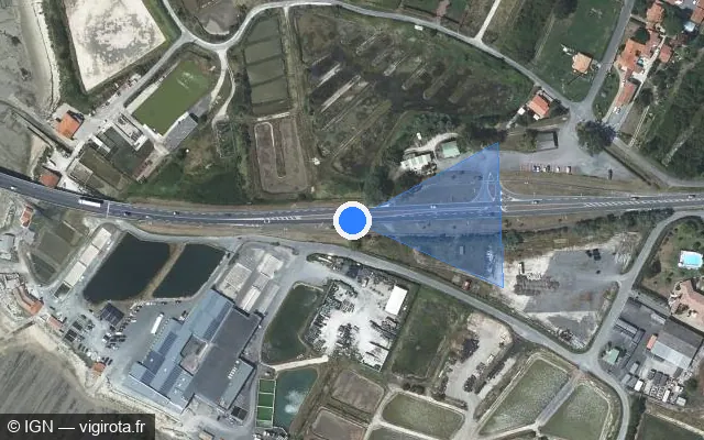 Vue satellite de l'emplacement du radar de vitesse moyenne à Bourcefranc-le-Chapus sur D 26