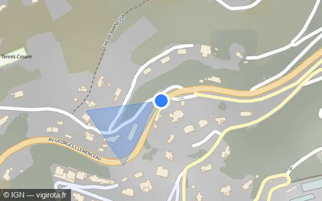Vue plan de l'emplacement du radar de vitesse moyenne à Cap-d'Ail sur Avenue Georges Clemenceau / M 6007