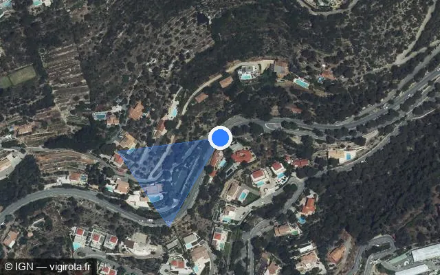 Vue satellite de l'emplacement du radar de vitesse moyenne à Cap-d'Ail sur Avenue Georges Clemenceau / M 6007