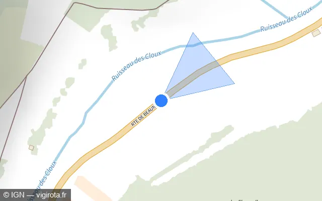 Vue plan de l'emplacement du radar de vitesse moyenne à Auxey-Duresses sur D 973