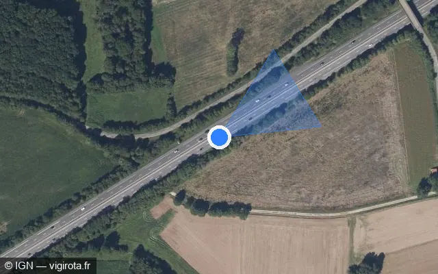 Vue satellite de l'emplacement du radar de vitesse moyenne à Gourhel sur N 24