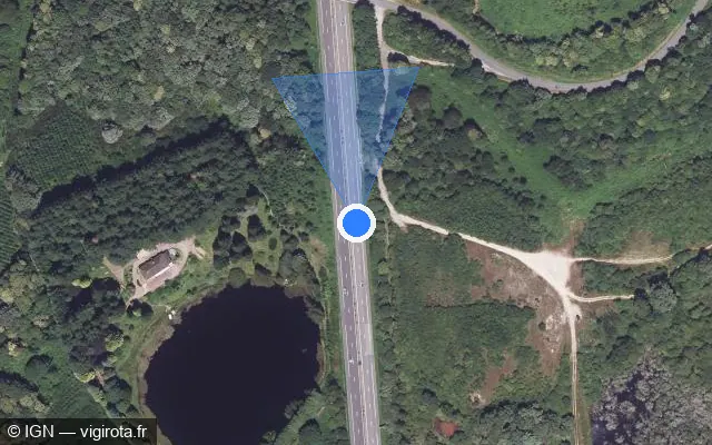 Vue satellite de l'emplacement du radar de vitesse moyenne à Saint-Sylvestre sur A 20 / E 09 / L'Occitane
