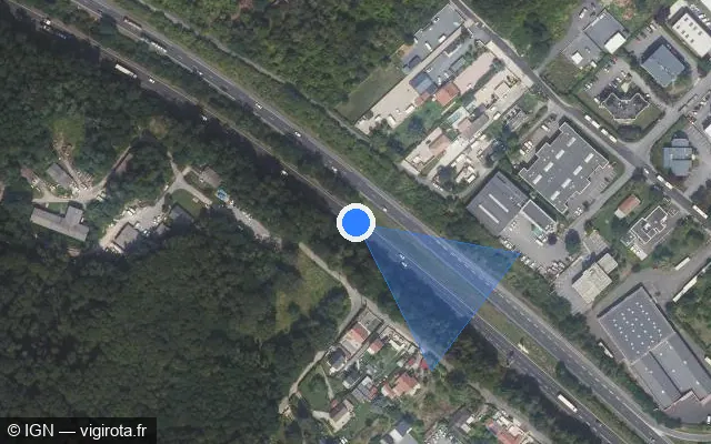 Vue satellite de l'emplacement du radar de vitesse moyenne à Linas sur N 104 / La Francilienne