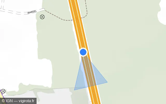 Vue plan de l'emplacement du radar de vitesse moyenne à La Mézière sur D 137