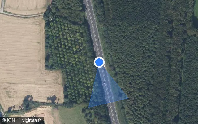 Vue satellite de l'emplacement du radar de vitesse moyenne à La Mézière sur D 137